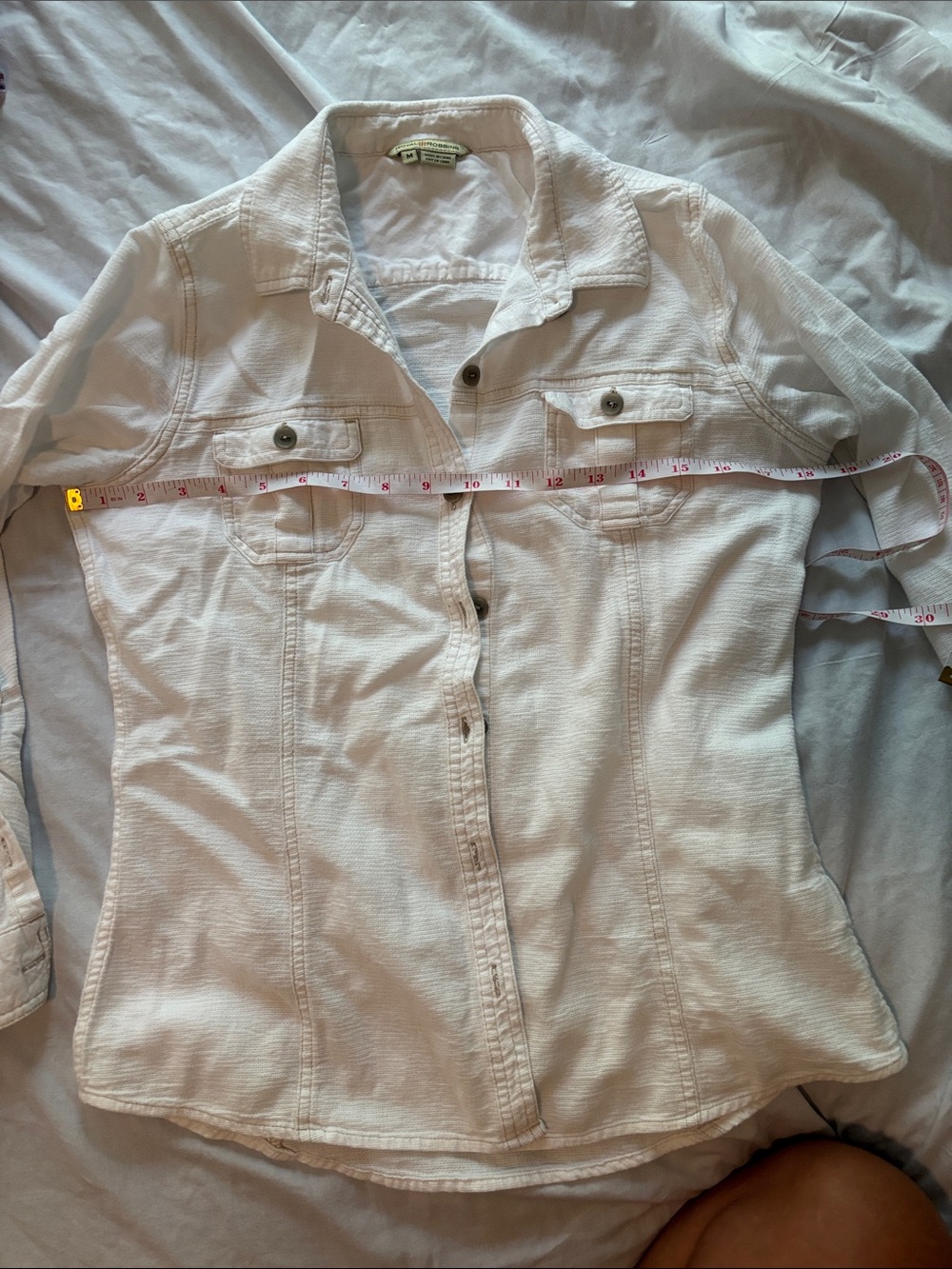 Royal Robbins Women’s M White 100% Cotton Textured Button Down Roll Tab Shirt